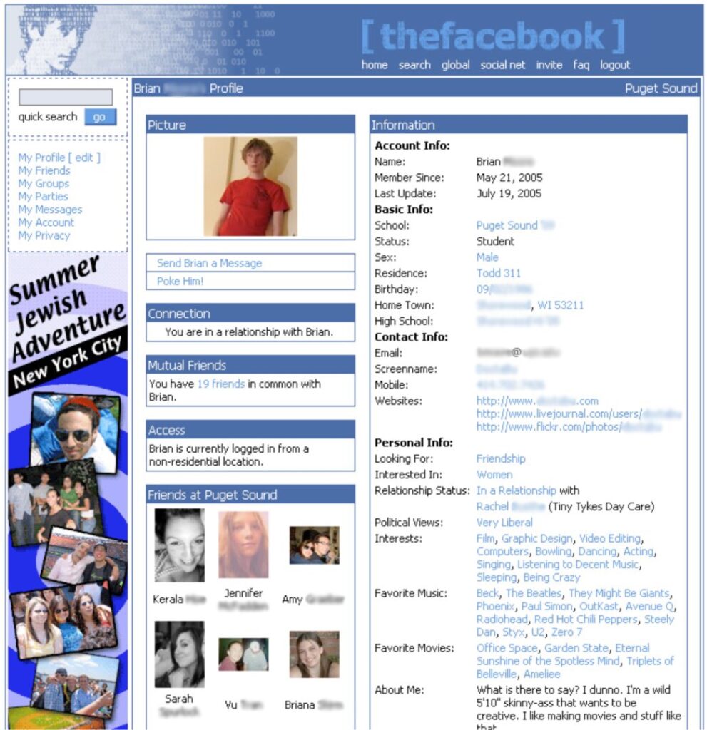 2004 Facebook interface.